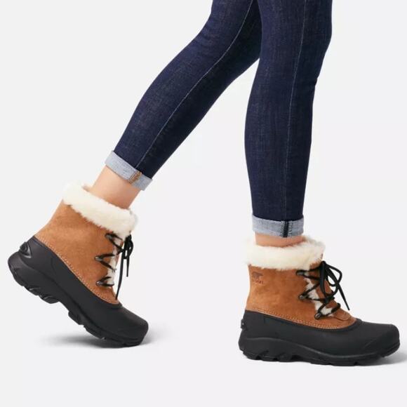 Sorel Size 7 Rootbeer Snow Angel Winter Boots Leather Waterproof Insulated P16-1 - Picture 1 of 11